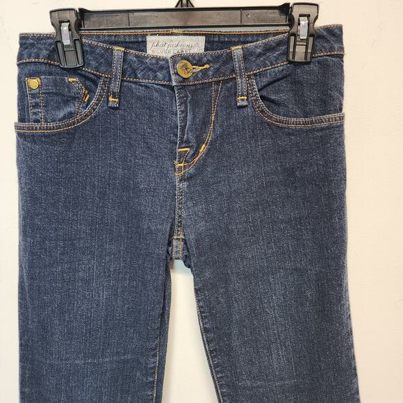 Vintage Y2K Phat Fashion Silver Label Flare Jeans Size 5 28x33 Dark Flat Front - Picture 3 of 12